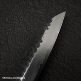 安立打刃物 青紙スーパー 槌目 黒打ち ペティナイフ 150mm