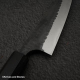 安立打刃物 青紙スーパー 槌目 黒打ち ペティナイフ 150mm