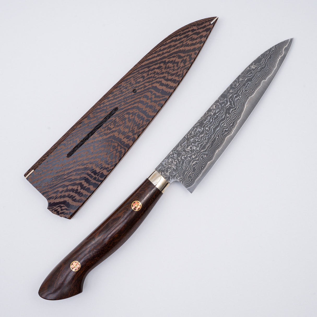 田中一之刃物製作所 スーパーゴールド2 ブラックダマスカス ペティナイフ 135mm