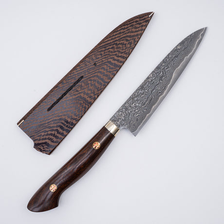 田中一之刃物製作所 スーパーゴールド2 ブラックダマスカス ペティナイフ 135mm
