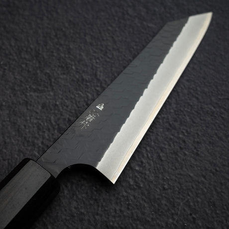 二唐刃物鍛造所 スーパーゴールド2 黒打ち 両刃 槌目 骨スキ 150mm エボニー