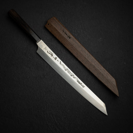 青木刃物製作所 飛燕 VG10 本焼 切付柳刃 300mm 鞘付き