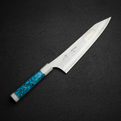 黒﨑打刃物 国産栄 青紙スーパー 切付牛刀 240mm ターコイズホワイト口金