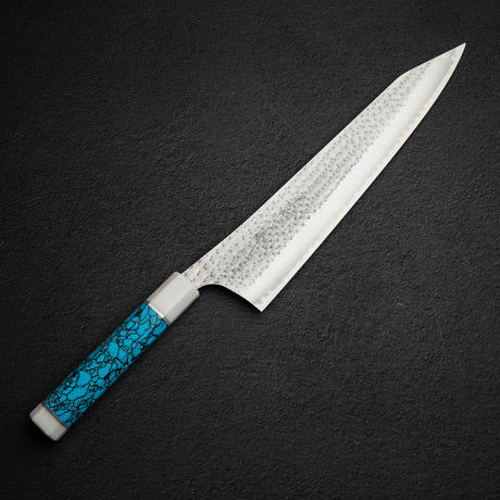 黒﨑打刃物 国産栄 青紙スーパー 切付牛刀 270mm ターコイズホワイト口金