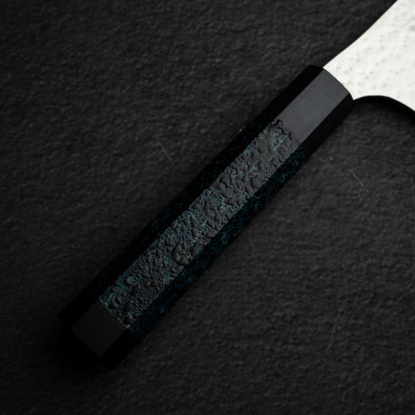 黒﨑打刃物 閃光 鋭 スーパーゴールド2 三徳 165mm 藍天目ハンドル 鞘付き