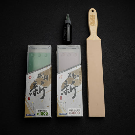 ナニワ 剛研あらた 革砥付き 砥石セット 1000/3000