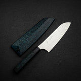 黒﨑打刃物 閃光 鋭 スーパーゴールド2 三徳 165mm 藍天目ハンドル 鞘付き