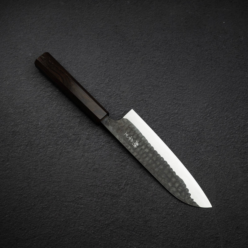 安立打刃物 青紙スーパー 黒打ち 槌目 三徳 170mm