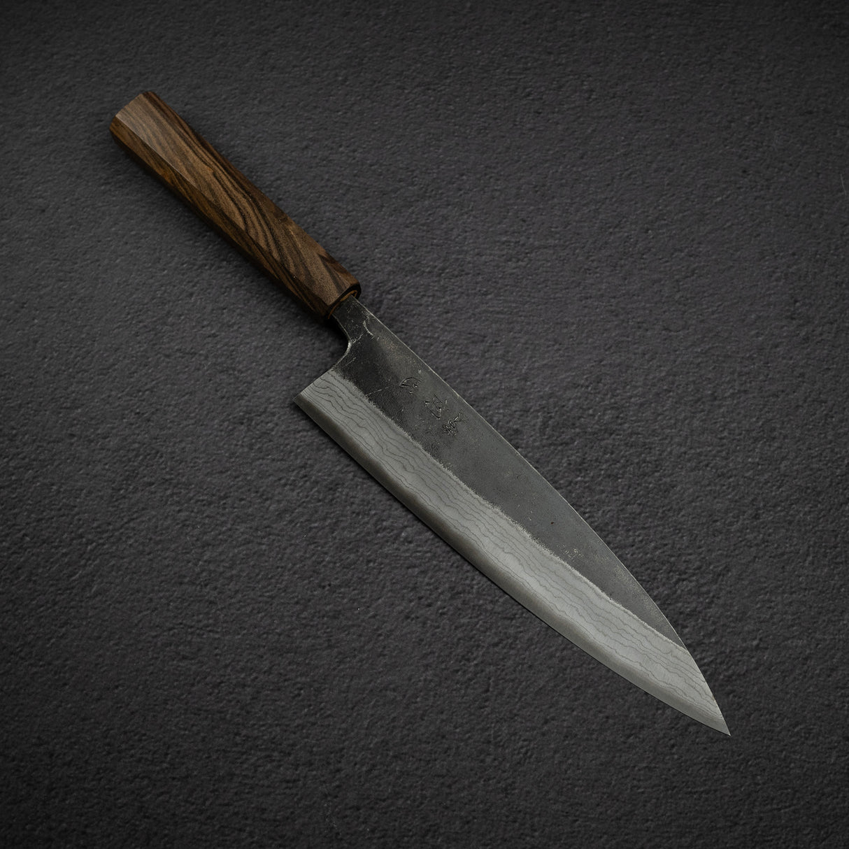 初心 雲影 青二鋼 黒打ちダマスカス 牛刀 210mm ブラックチャカテ柄