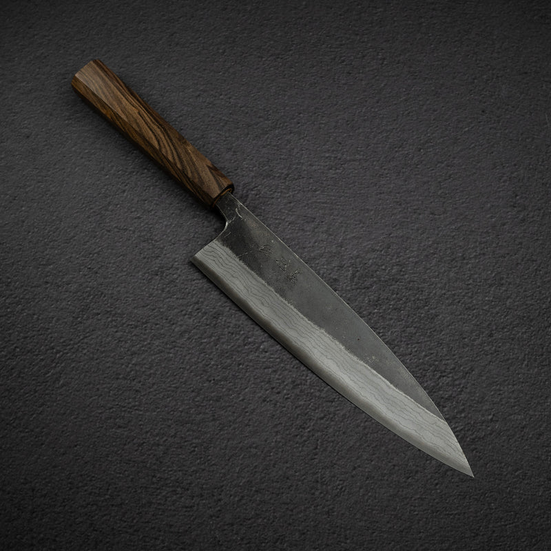初心 雲影 青二鋼 黒打ちダマスカス 牛刀 210mm ブラックチャカテ柄