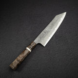 二唐刃物鍛造所 x 初心 流水 青二鋼 ダマスカス 梨地仕上げ 切付牛刀 210mm