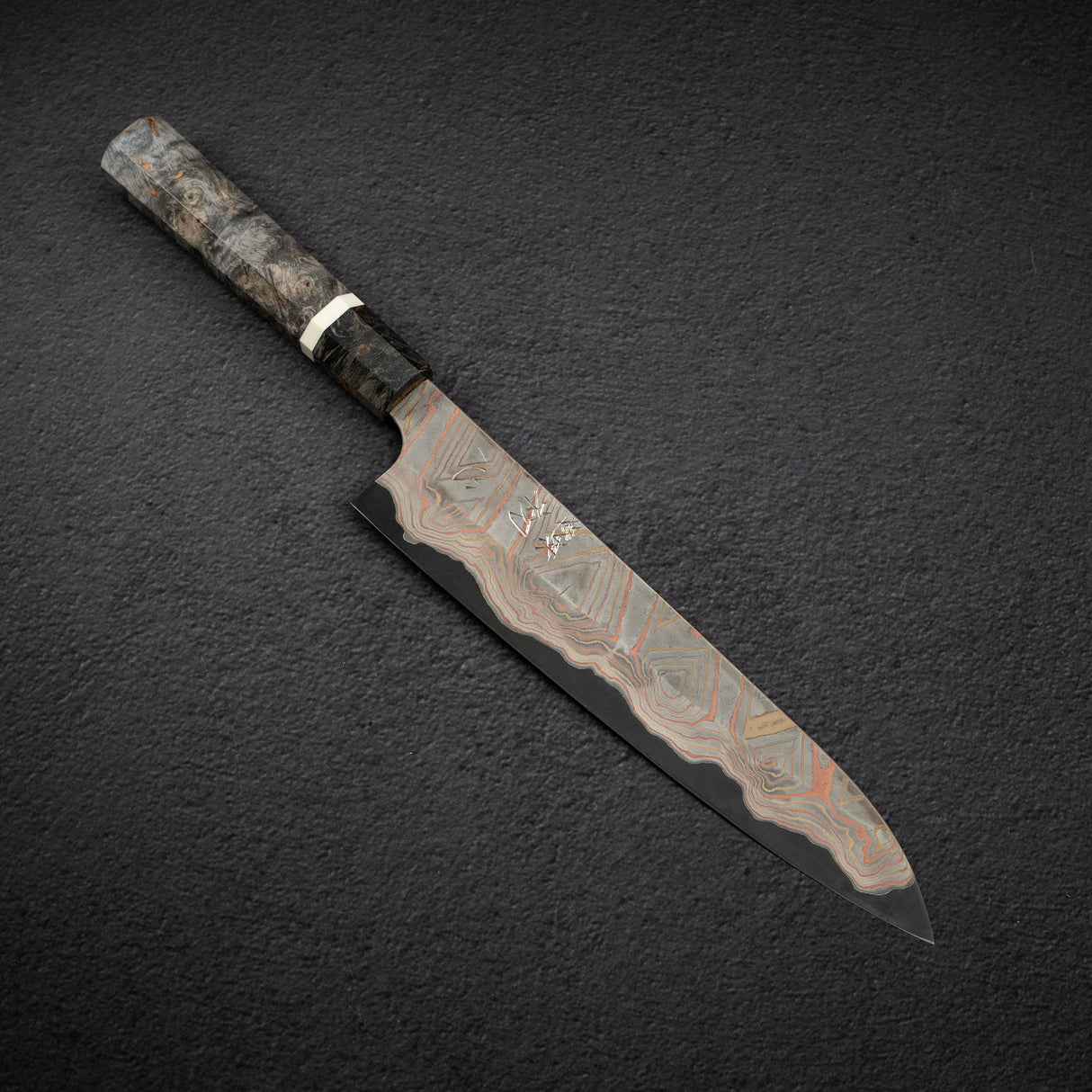 初心 x 二唐刃物鍛造所 彩 青二鋼 レインボーダマスカス 牛刀 240mm
