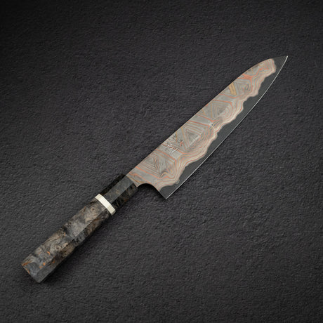 初心 x 二唐刃物鍛造所 彩 青二鋼 レインボーダマスカス 牛刀 240mm