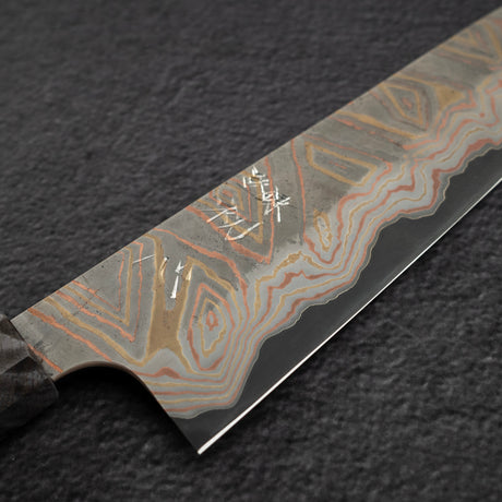 初心 x 二唐刃物鍛造所 彩り 青二鋼 レインボー ダマスカス 牛刀 210mm