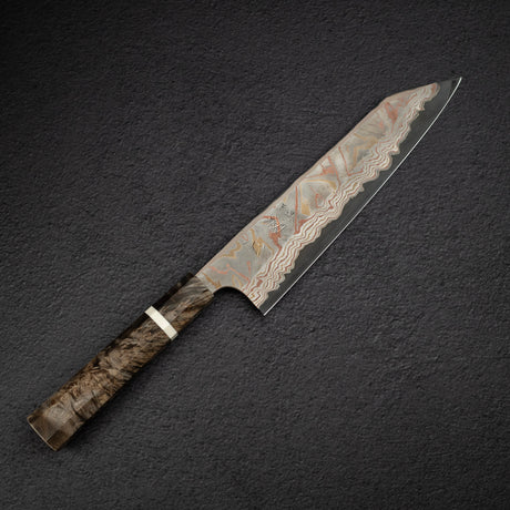 初心 x 二唐刃物鍛造所 彩り 青二鋼 レインボー ダマスカス 切付牛刀 240mm