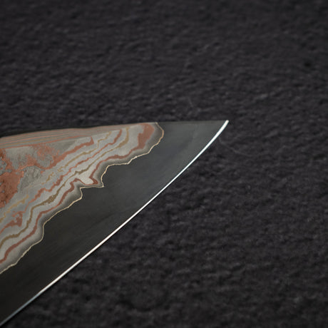 初心 x 二唐刃物鍛造所 彩り 青二鋼 レインボー ダマスカス 切付牛刀 240mm