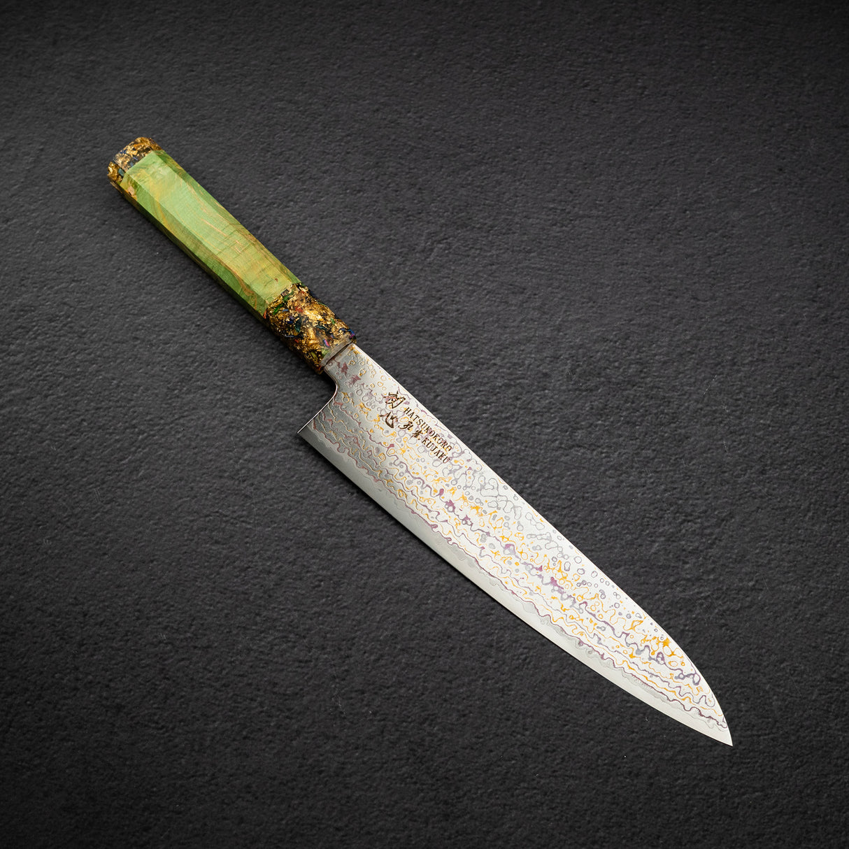 初心 孔雀 V金2号 レインボーダマスカス 牛刀 210mm