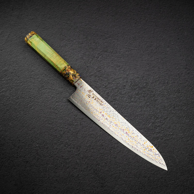 初心 孔雀 V金2号 レインボーダマスカス 牛刀 210mm