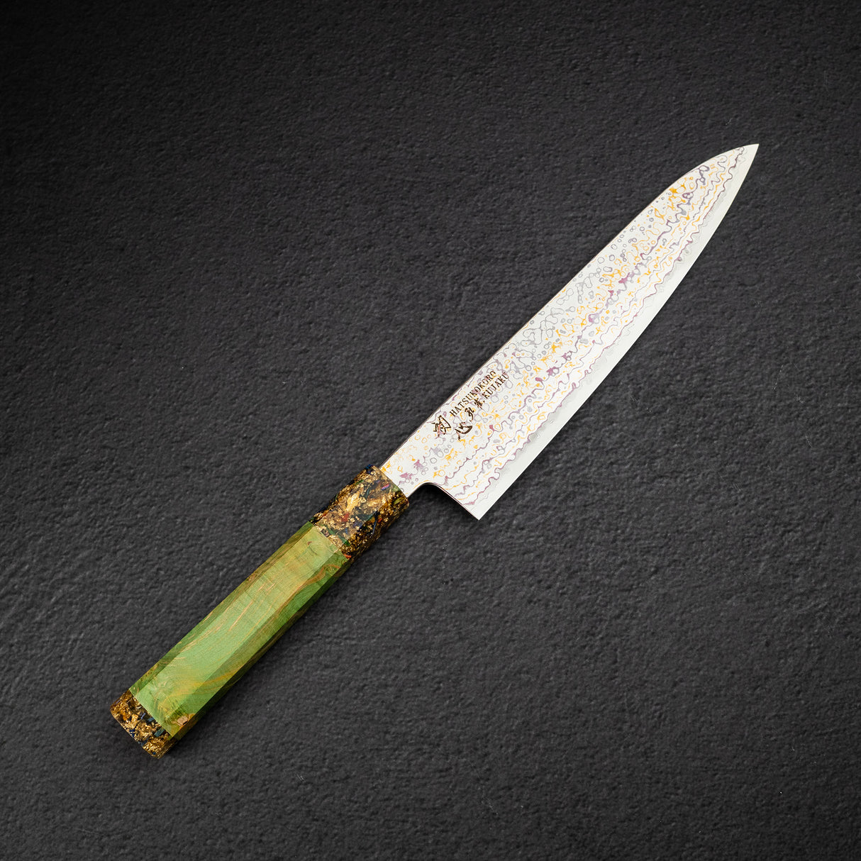 初心 孔雀 V金2号 レインボーダマスカス 牛刀 210mm