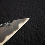間中刃物鍛錬所 x Xinguo ATS34 ペティナイフ 槌目 鏡面 霞仕上げ 150mm 鞘付き