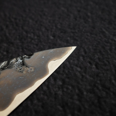 間中刃物鍛錬所 x Xinguo ATS34 ペティナイフ 槌目 鏡面 霞仕上げ 150mm 鞘付き