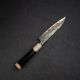 間中刃物鍛錬所 x Xinguo ATS34 ペティナイフ 槌目 鏡面 霞仕上げ 150mm 鞘付き
