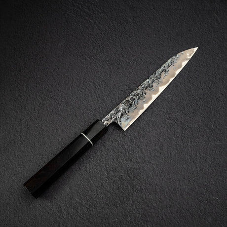 間中刃物鍛錬所 x Xinguo ATS34 ペティナイフ 槌目鏡面霞仕上げ 180mm 鞘付き