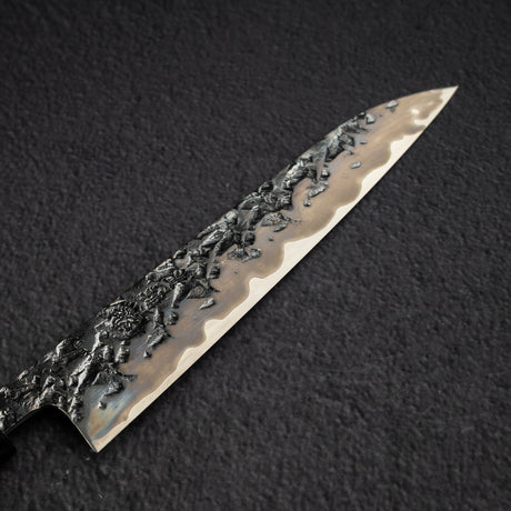 間中刃物鍛錬所 x Xinguo ATS34 ペティナイフ 槌目鏡面霞仕上げ 180mm 鞘付き