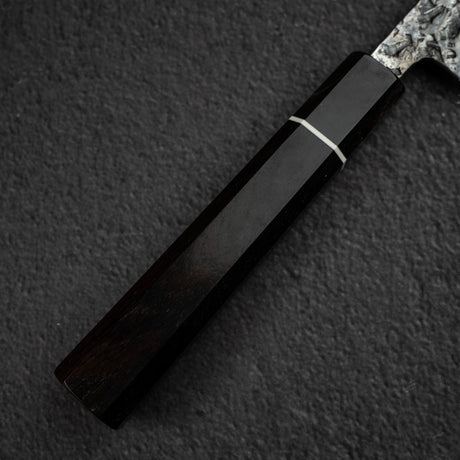 間中刃物鍛錬所 x Xinguo ATS34 ペティナイフ 槌目鏡面霞仕上げ 180mm 鞘付き