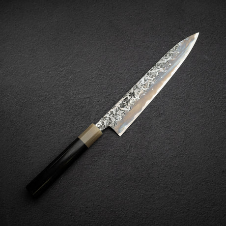 間中刃物鍛錬所 x Xinguo ATS34 筋引 槌目鏡面霞仕上げ 240mm 鞘付き