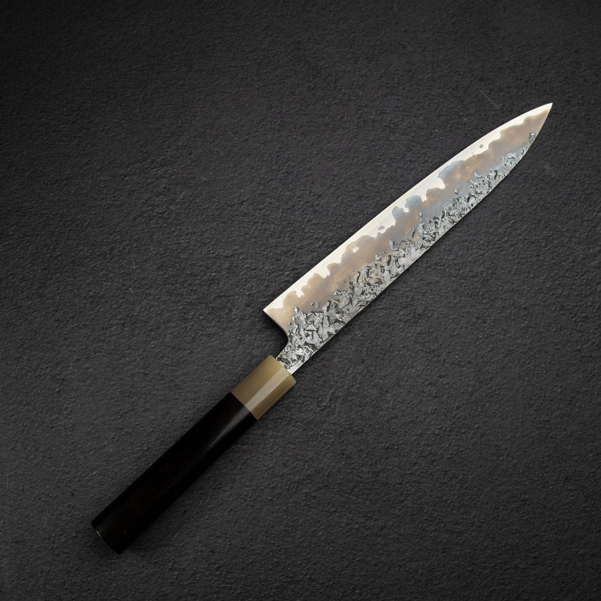 間中刃物鍛錬所 x Xinguo ATS34 筋引 槌目鏡面霞仕上げ 240mm 鞘付き