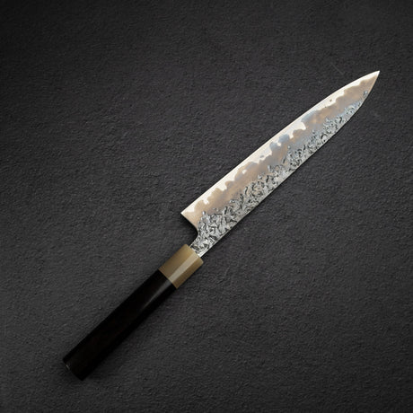間中刃物鍛錬所 x Xinguo ATS34 筋引 槌目鏡面霞仕上げ 240mm 鞘付き