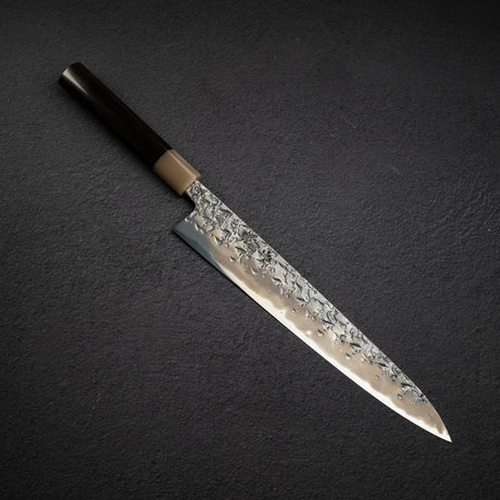 間中刃物鍛錬所 x Xinguo ATS34 筋引 槌目鏡面霞仕上げ 270mm 鞘付き