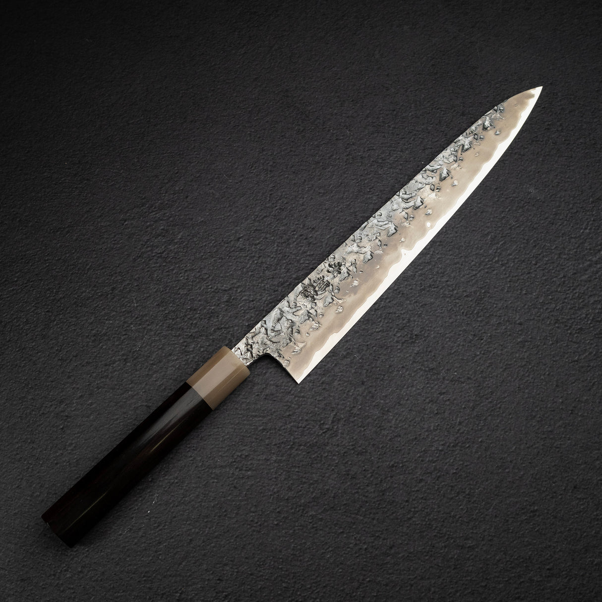 間中刃物鍛錬所 x Xinguo ATS34 筋引 槌目鏡面霞仕上げ 270mm 鞘付き