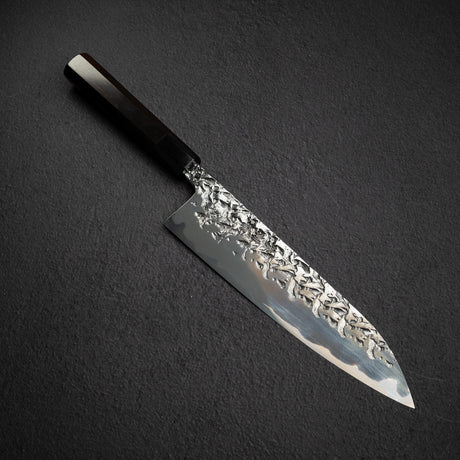 間中刃物鍛錬所 x Xinguo ATS34 牛刀 槌目鏡面霞仕上げ 240mm 鞘付き