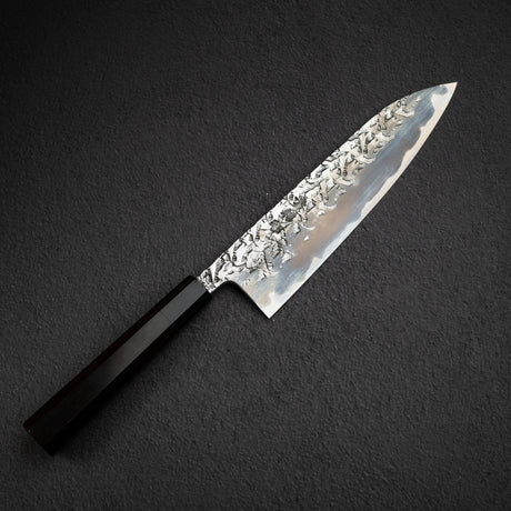 間中刃物鍛錬所 x Xinguo ATS34 牛刀 槌目鏡面霞仕上げ 240mm 鞘付き