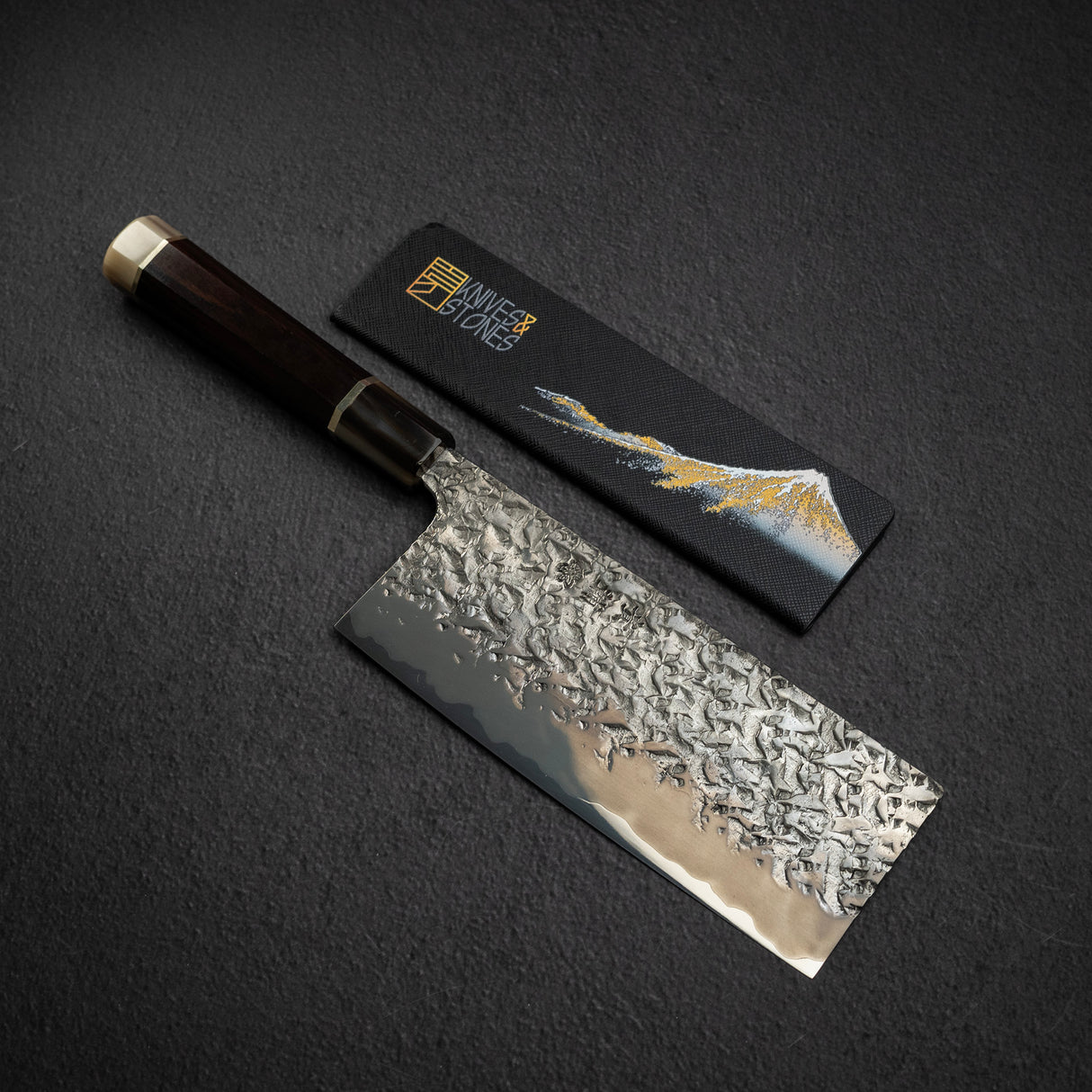 間中刃物鍛錬所 x Xinguo ATS34 中華 槌目鏡面霞仕上げ 180mm 鞘付き