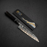 間中刃物鍛錬所 x Xinguo ATS34 ペティナイフ 槌目鏡面霞仕上げ 180mm 鞘付き