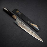 間中刃物鍛錬所 x Xinguo ATS34 筋引 槌目鏡面霞仕上げ 270mm 鞘付き