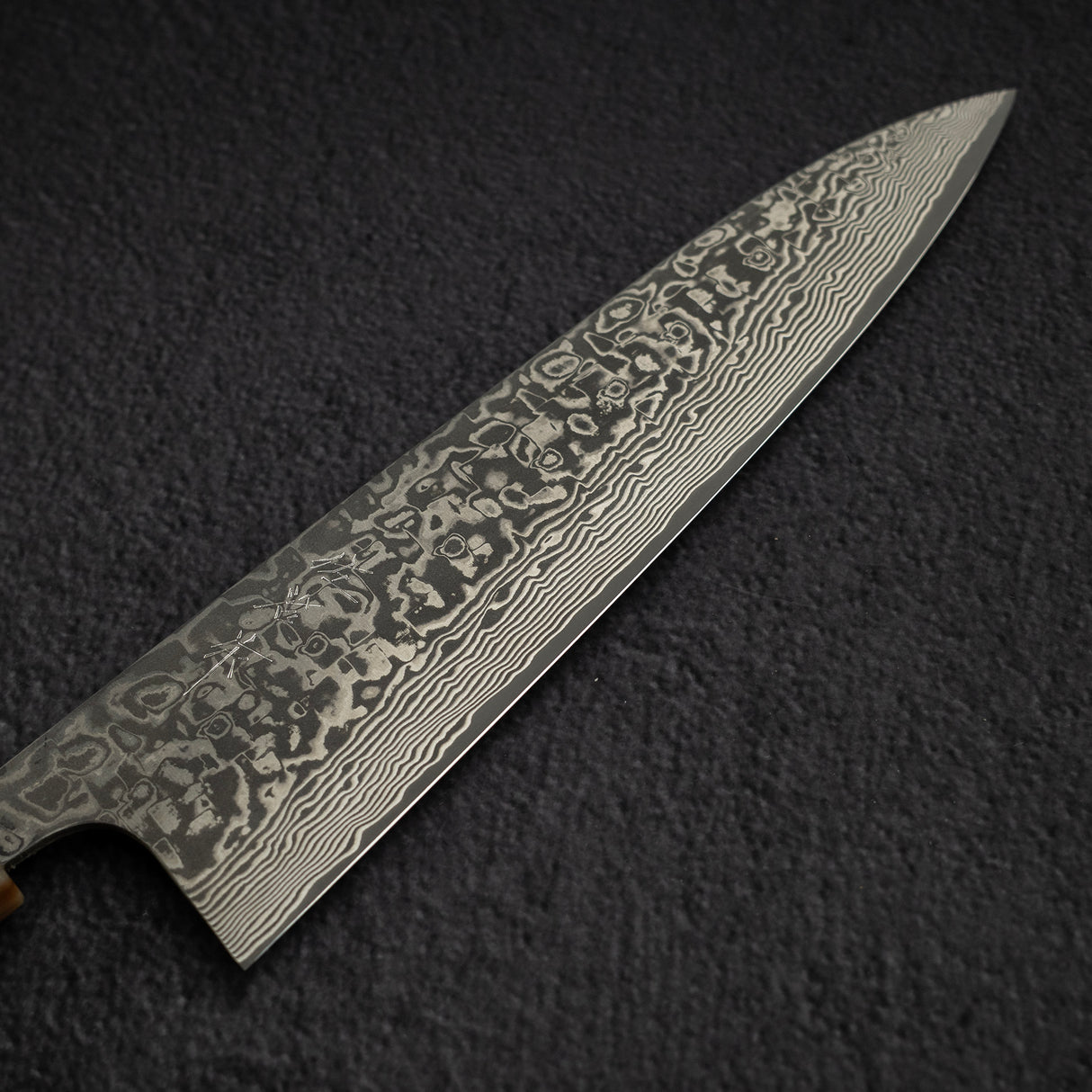 佐治打刃物 スーパーゴールド2 黒染めダマスカス 牛刀 210mm アイアンウッドハンドル ウェンジ鞘付き