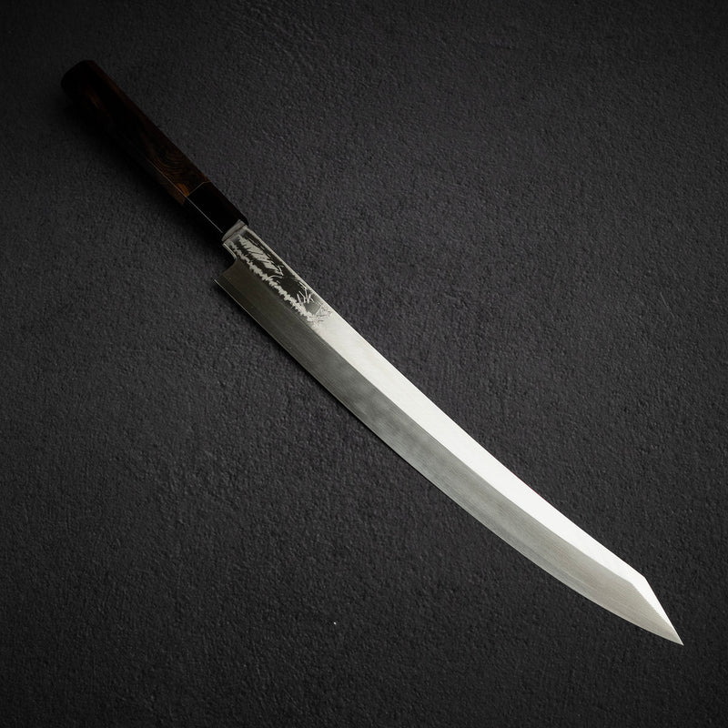初心 x Shimizu 銀三鋼 ダマスカス 切付大反り柳刃 330mm