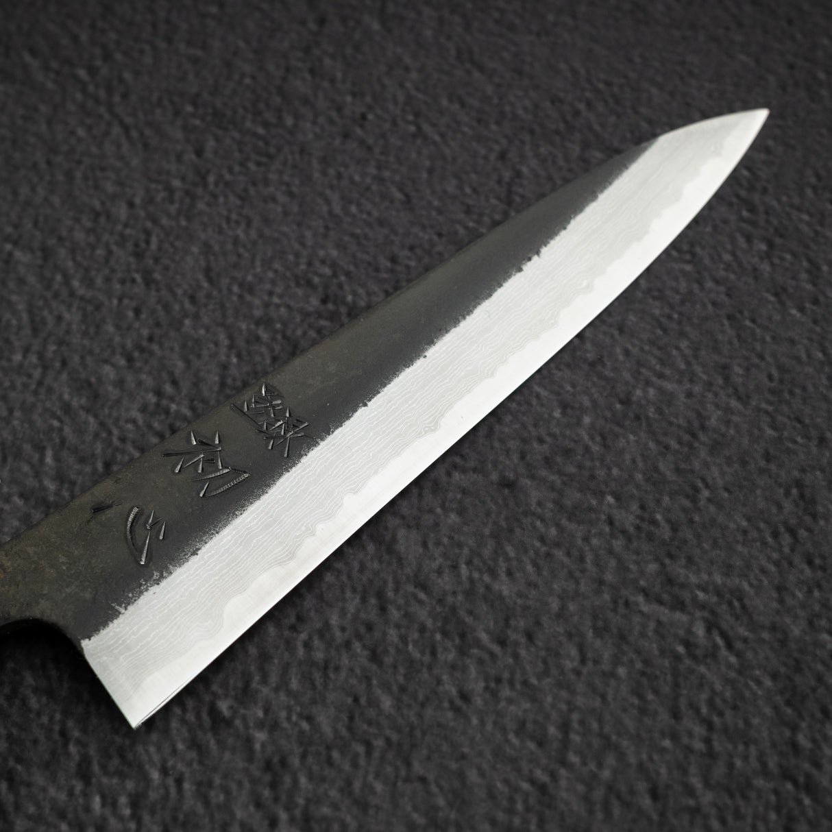 初心 蜃気楼 青紙スーパー 黒打ち ダマスカス ペティナイフ 150mm