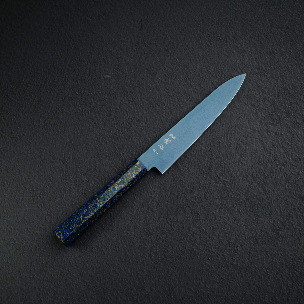 初心 流氷 SG2 ダマスカス ブルー ペティナイフ 150mm 漆ハンドル