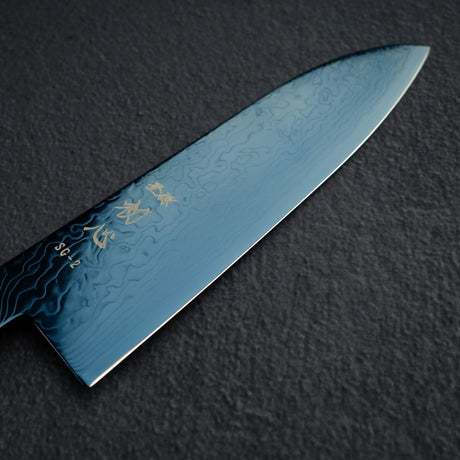 初心 流氷 SG2 ダマスカス ブルー 三徳 180mm 漆ハンドル