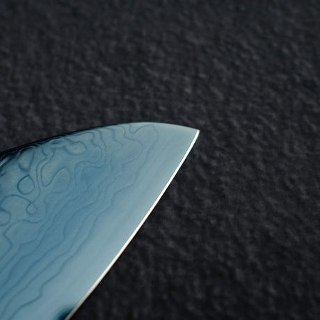 初心 流氷 SG2 ダマスカス ブルー 三徳 180mm 漆ハンドル