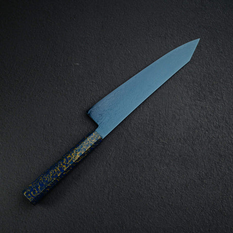 初心 流氷 SG2 ダマスカス ブルー 切付牛刀 210mm 漆ハンドル