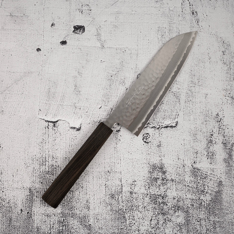 増谷打刃物 黒龍 V金10号 ダマスカス 槌目 三徳 170mm