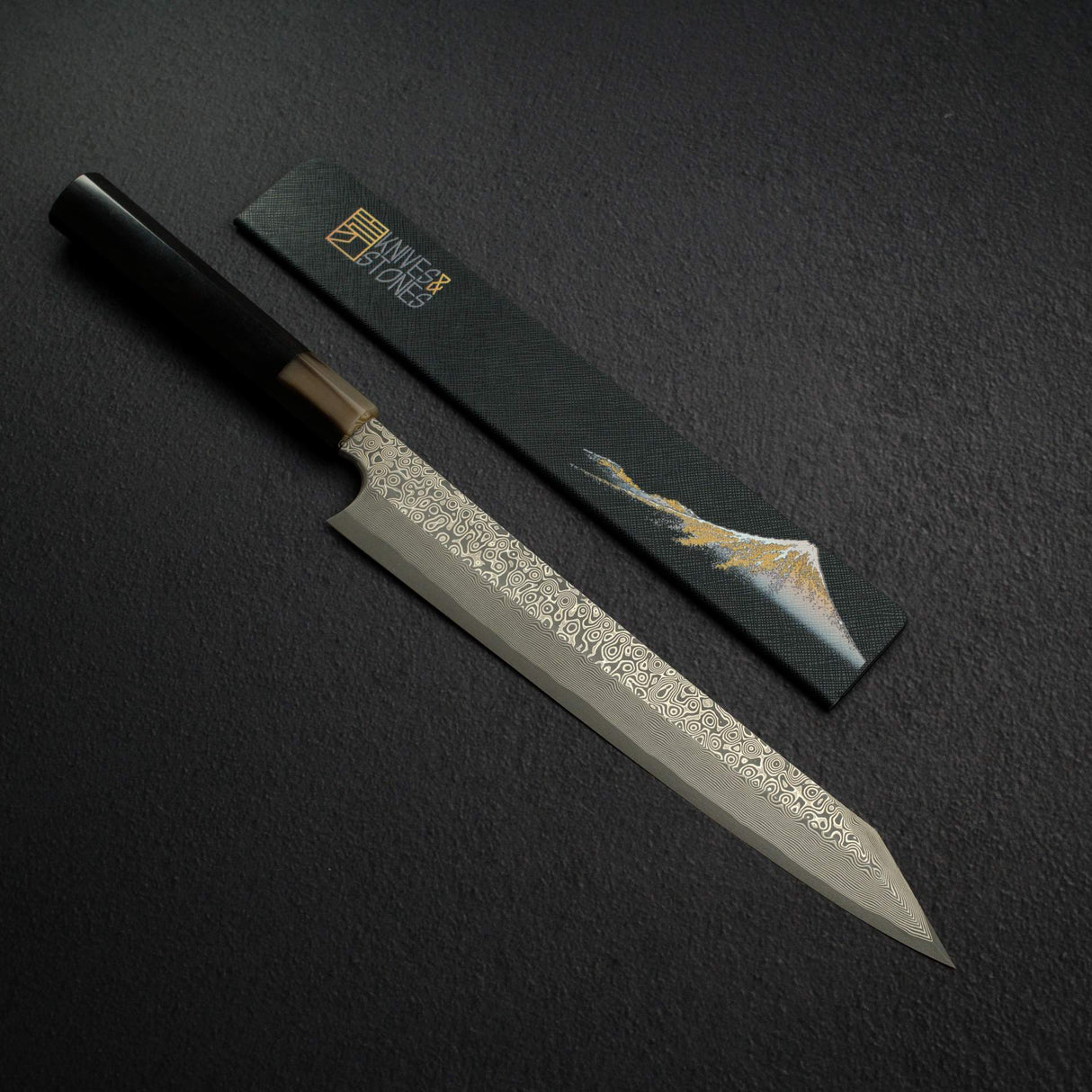 二唐刃物鍛造所 暗門 銀三鋼 ダマスカス 切付柳刃 270mm