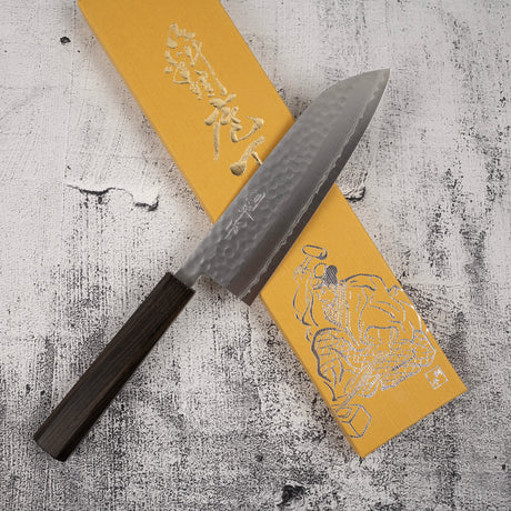 増谷打刃物 黒龍 V金10号 ダマスカス 槌目 三徳 170mm