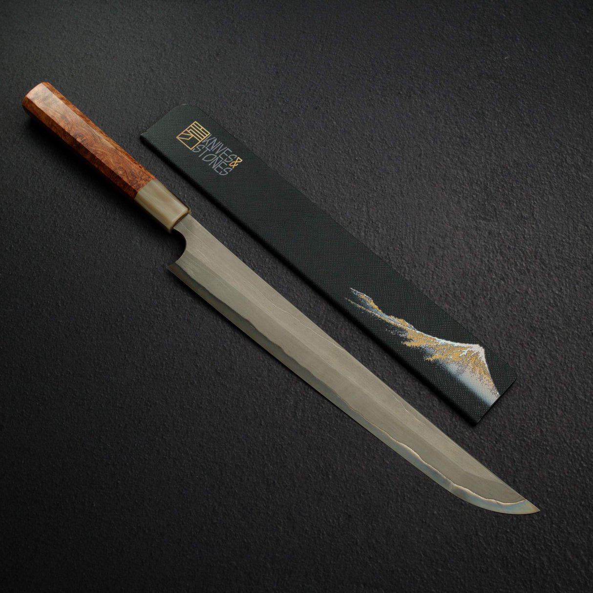 二唐刃物鍛造所 青二鋼 錬鉄 先丸蛸引き 300mm